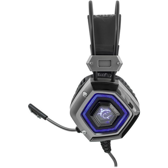 Slušalice White Shark GH-1841 Lion, žičane, gaming, mikrofon, over-ear, PC, PS4, PS5, LED, crno-srebrne