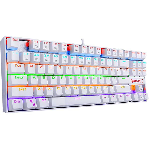 Tipkovnica Redragon Kumara 2 K552-2 RGB, žičana, gaming, mehanička, blue switches, TKL, bijela
