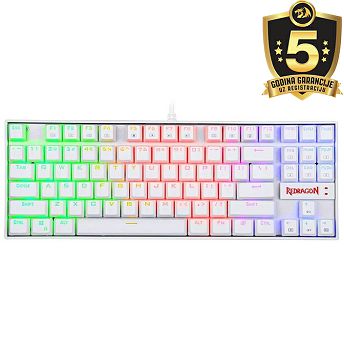 Tipkovnica Redragon Kumara 2 K552-2 RGB, žičana, gaming, mehanička, blue switches, TKL, bijela